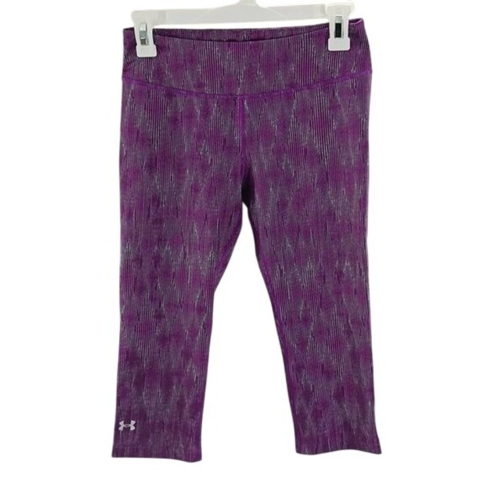 Under Armour HeatGear Womens Capri Leggings Purple Fitted Size Small Small